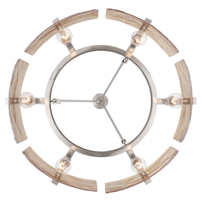 Aenon 6-light Chandelier in Pewter with Amber Water Glass - - Golden Lighting