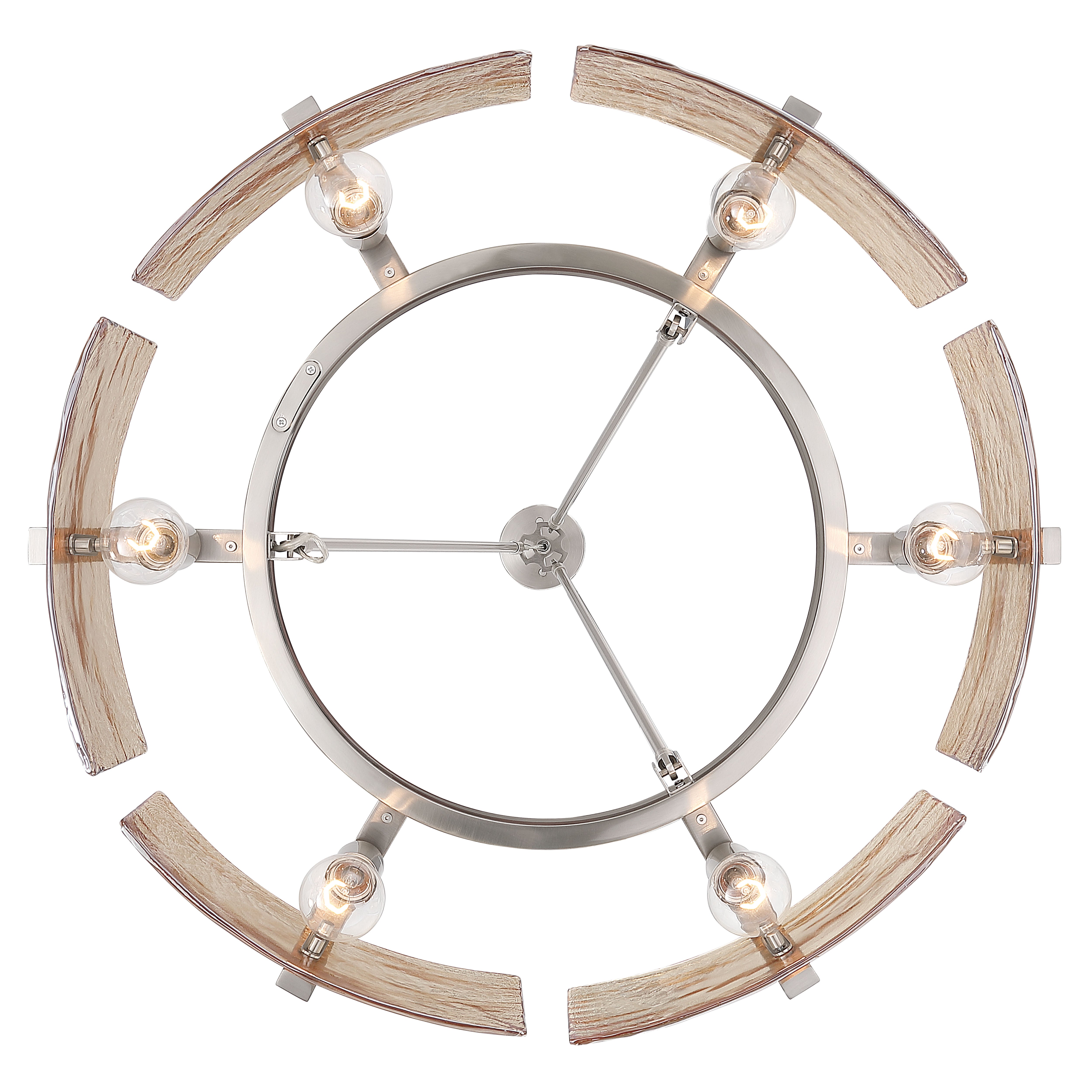 Aenon 6-light Chandelier in Pewter with Amber Water Glass - - Golden Lighting