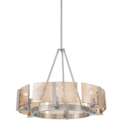 Aenon 6-light Chandelier in Pewter with Amber Water Glass - - Golden Lighting