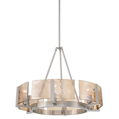 Aenon 6-light Chandelier in Pewter with Amber Water Glass - - Golden Lighting