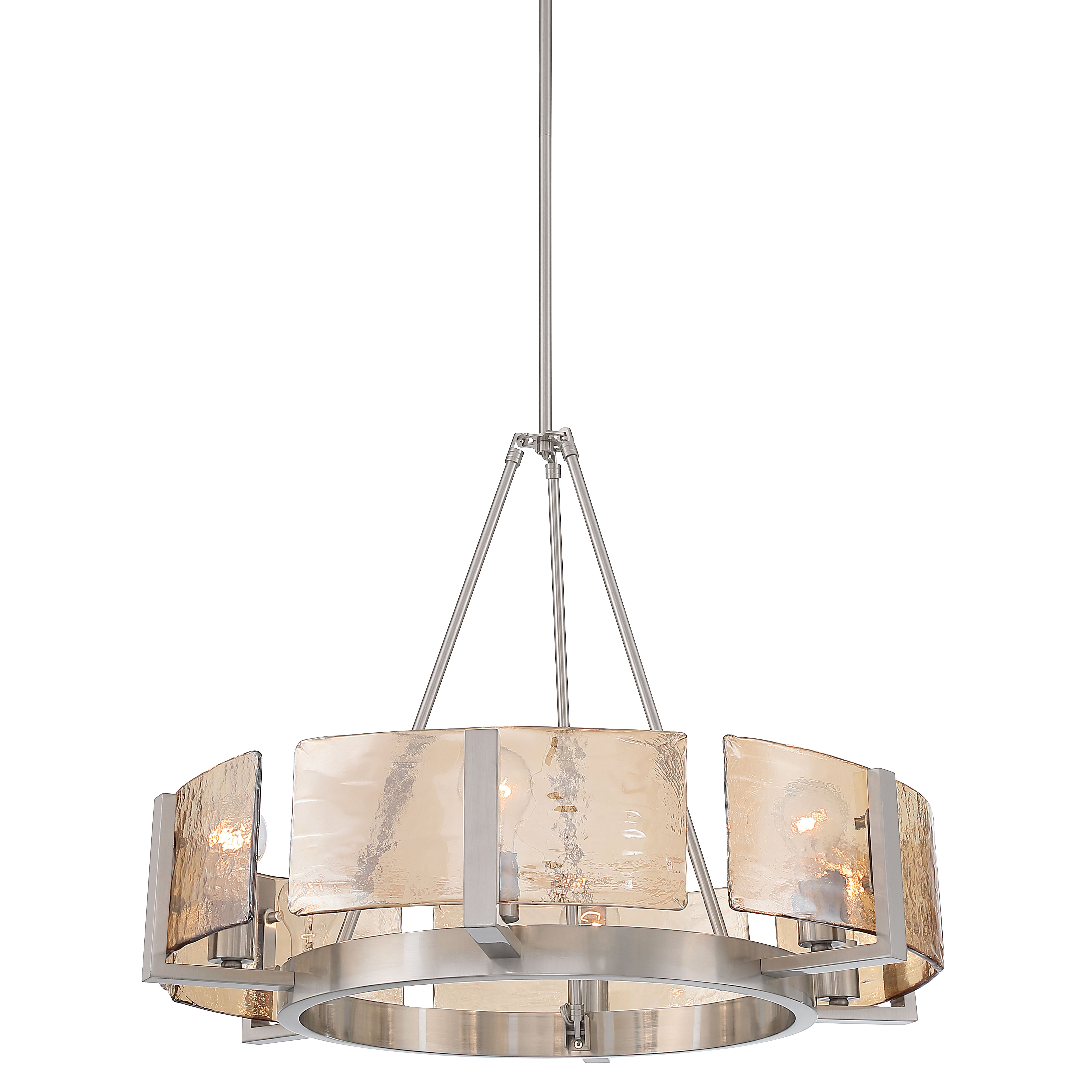 Aenon 6-light Chandelier in Pewter with Amber Water Glass - - Golden Lighting