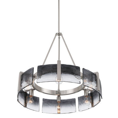 Aenon 6-light Chandelier in Pewter with Smokey Water Glass - - Golden Lighting