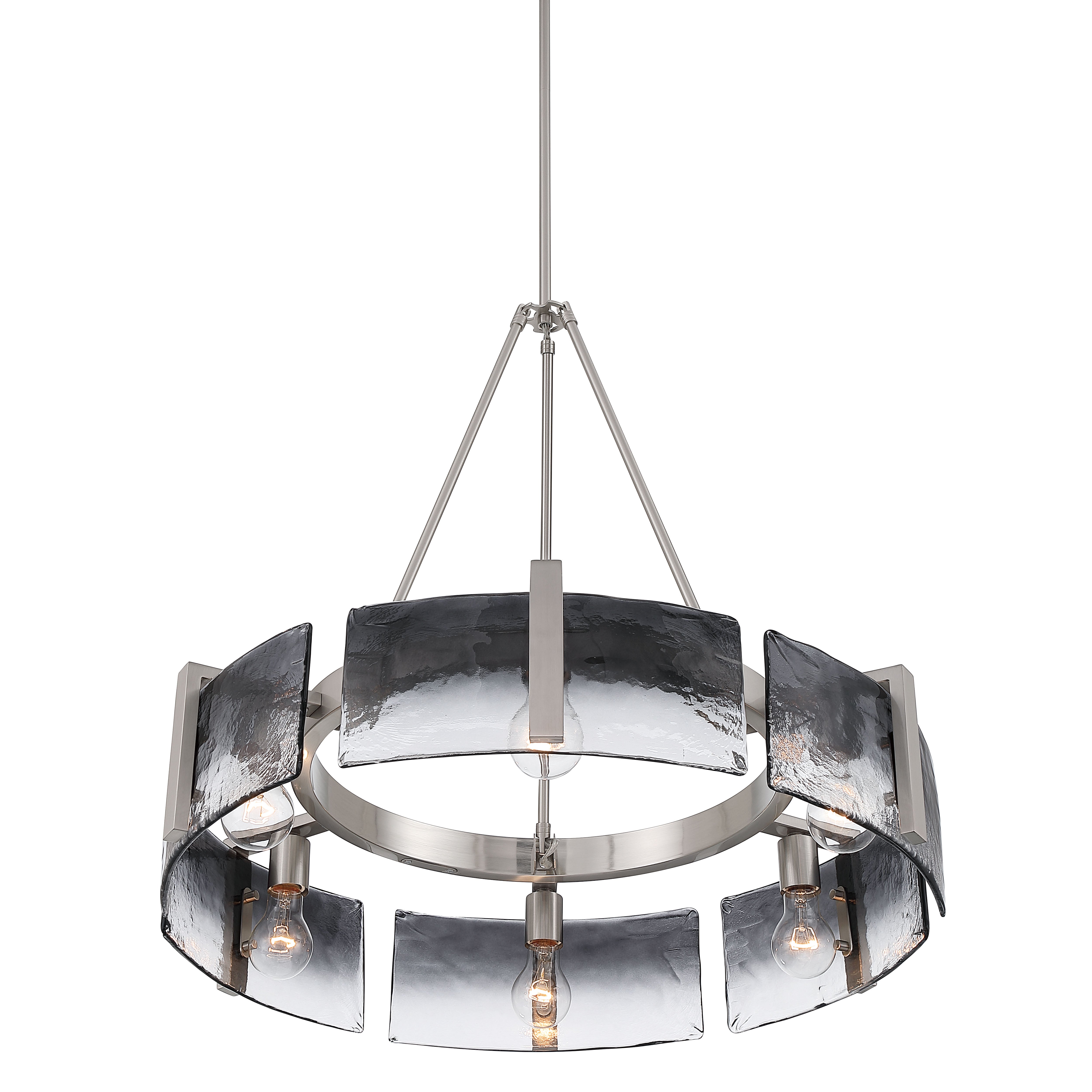 Aenon 6-light Chandelier in Pewter with Smokey Water Glass - - Golden Lighting