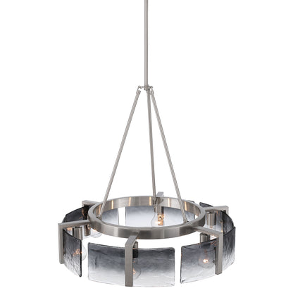 Aenon 6-light Chandelier in Pewter with Smokey Water Glass - - Golden Lighting