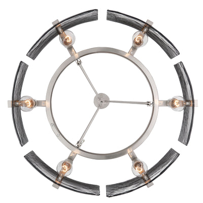 Aenon 6-light Chandelier in Pewter with Smokey Water Glass - - Golden Lighting