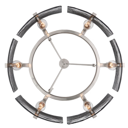 Aenon 6-light Chandelier in Pewter with Smokey Water Glass - - Golden Lighting