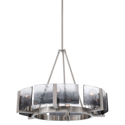 Aenon 6-light Chandelier in Pewter with Smokey Water Glass - - Golden Lighting