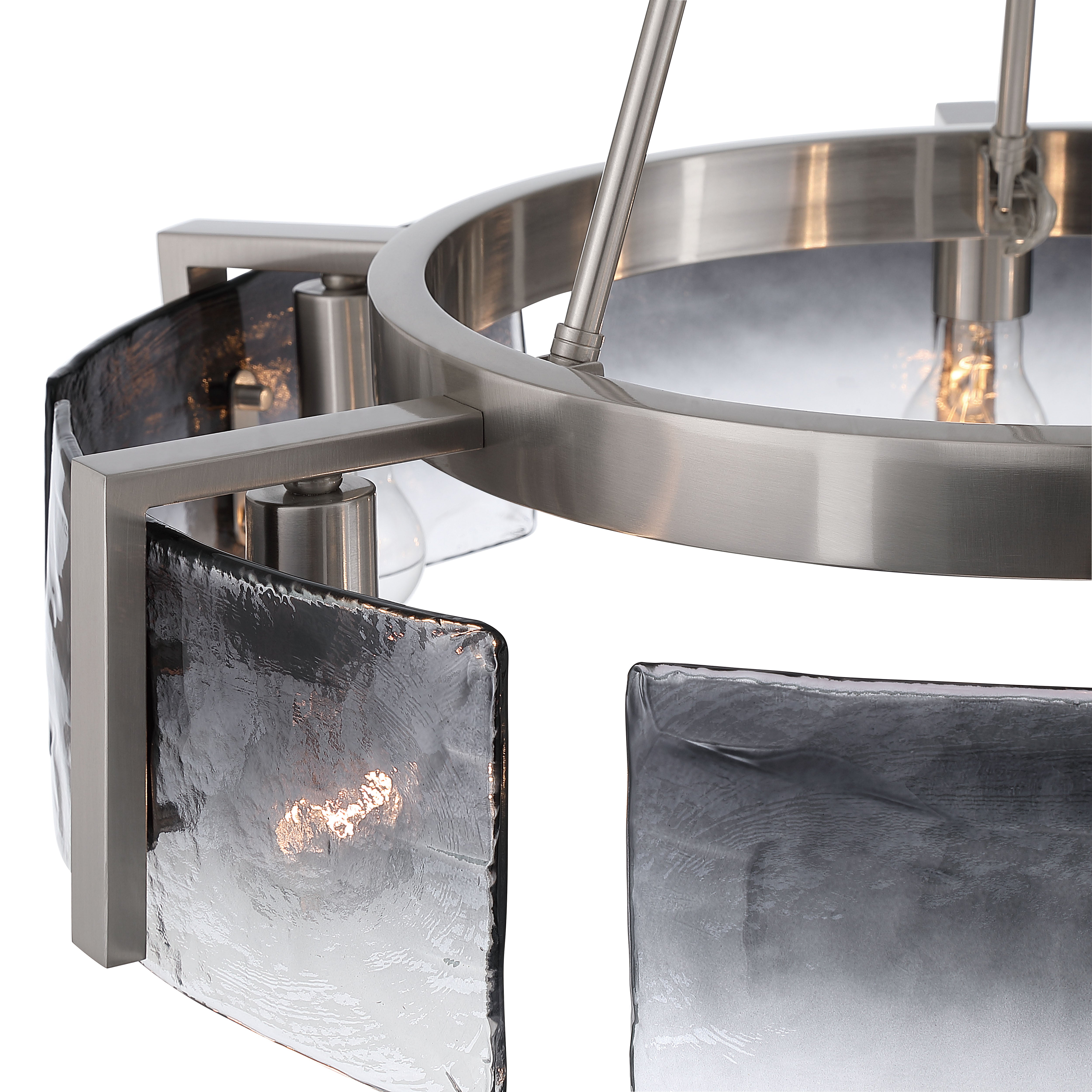 Aenon 6-light Chandelier in Pewter with Smokey Water Glass - - Golden Lighting