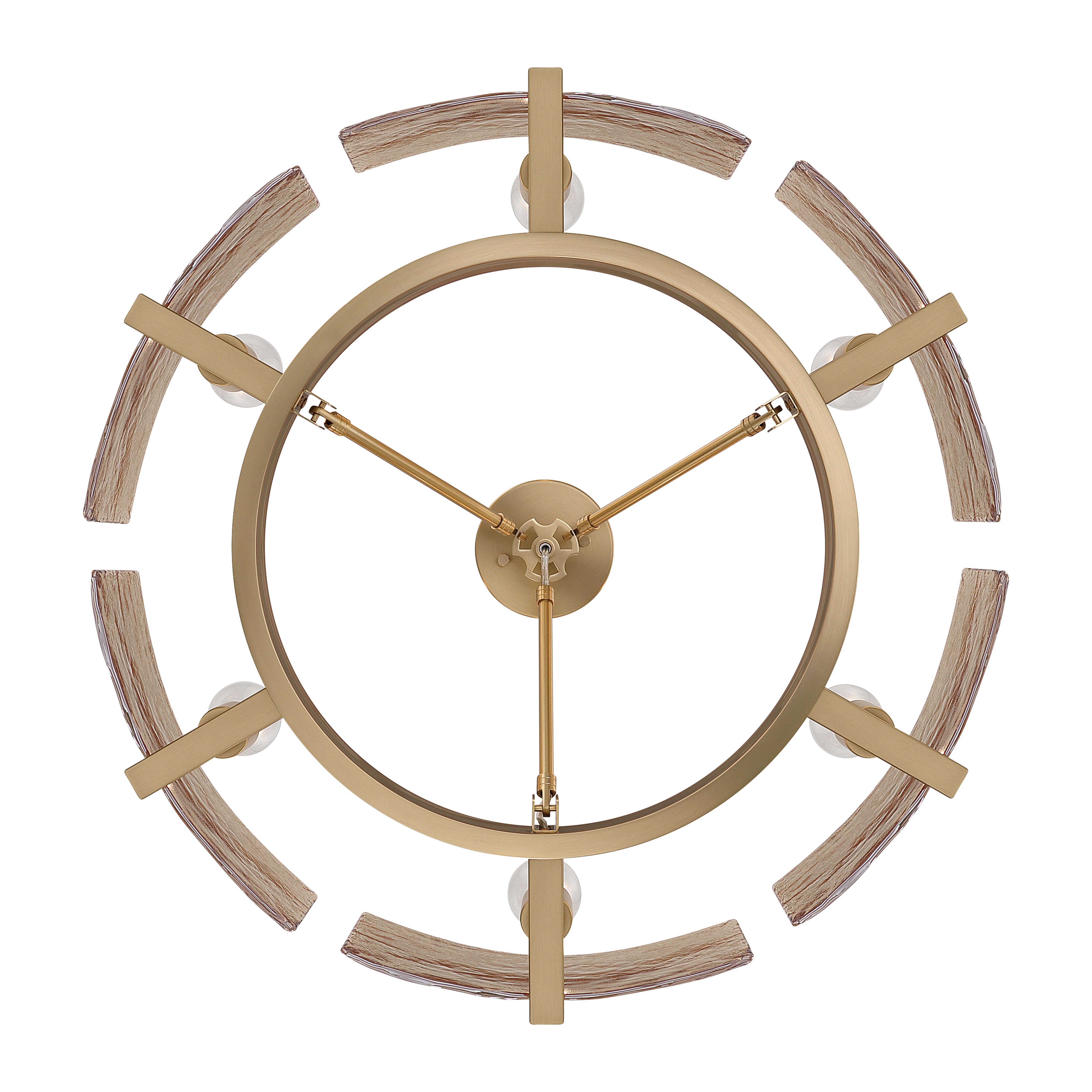 Aenon 6-light Semi-Flush Mount in Brushed Champagne Brass with Amber Water Glass - - Golden Lighting