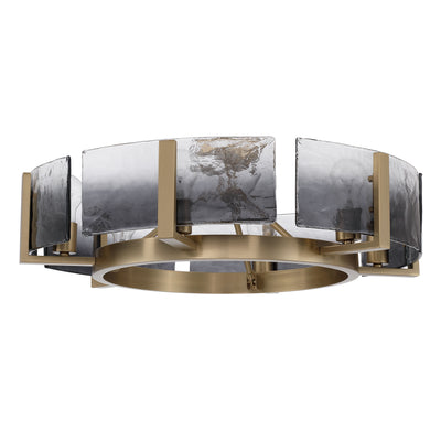 Aenon 6-light Semi-Flush Mount in Brushed Champagne Brass with Smokey Water Glass - - Golden Lighting