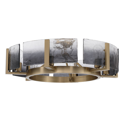 Aenon 6-light Semi-Flush Mount in Brushed Champagne Brass with Smokey Water Glass - - Golden Lighting
