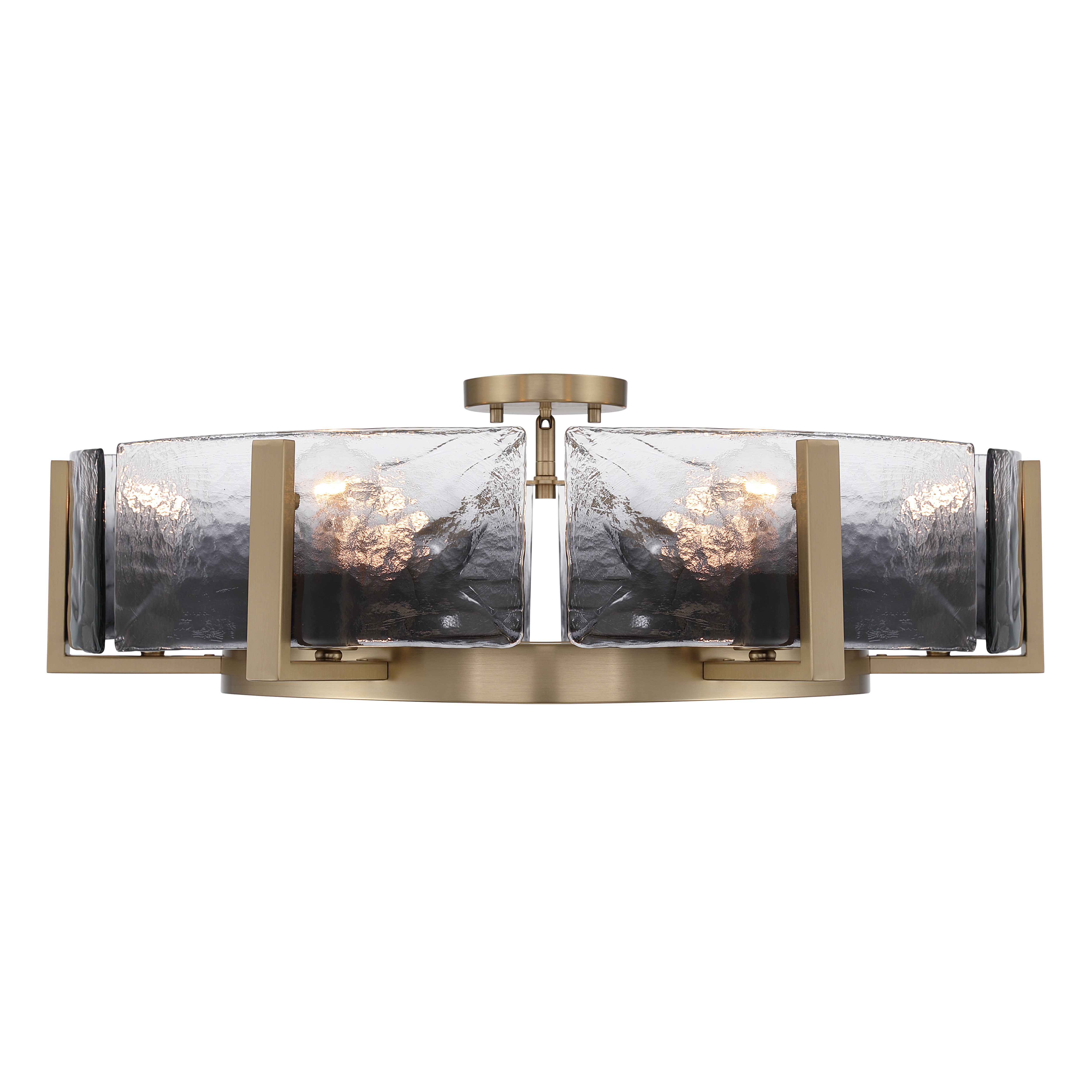 Aenon 6-light Semi-Flush Mount in Brushed Champagne Brass with Smokey Water Glass - - Golden Lighting