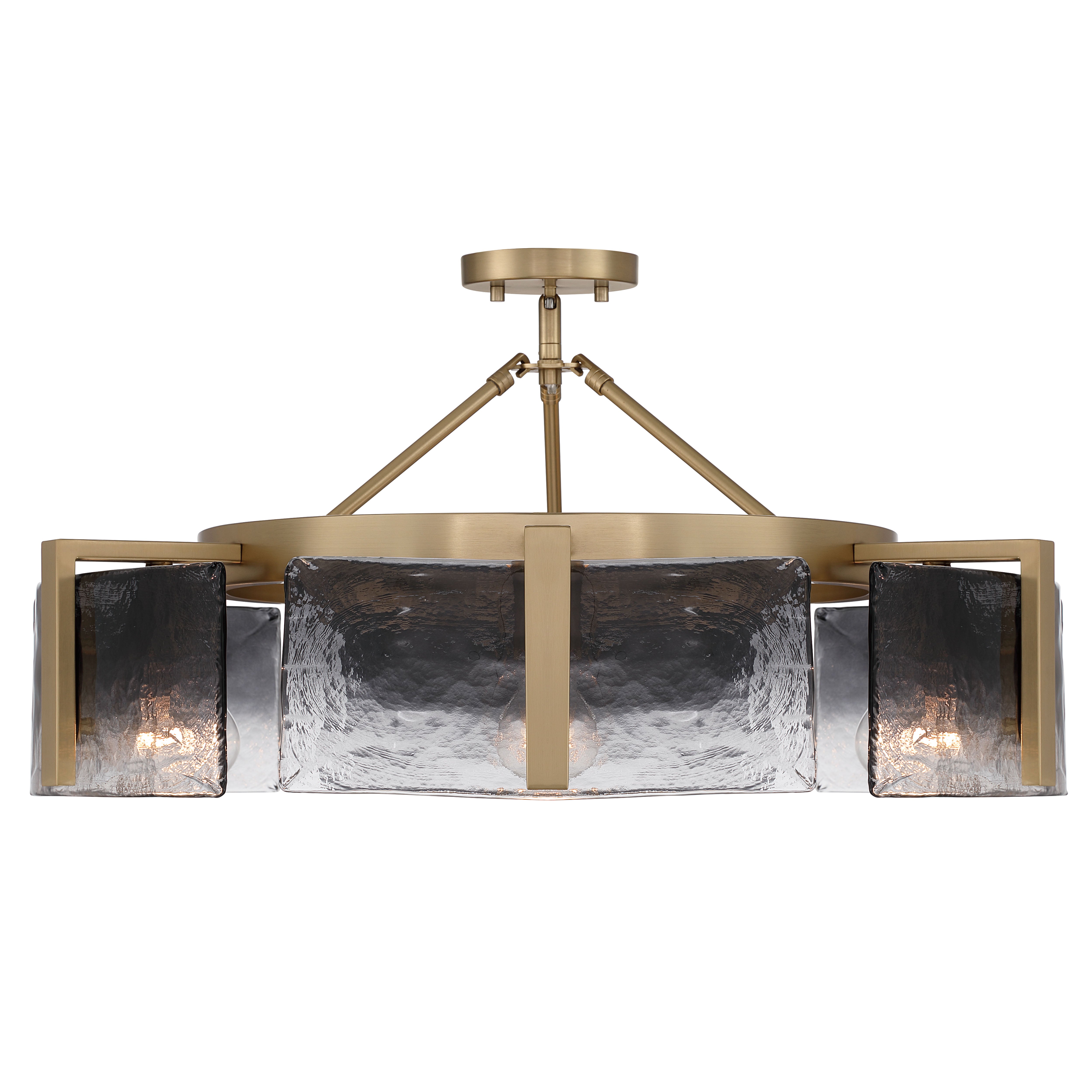 Aenon 6-light Semi-Flush Mount in Brushed Champagne Brass with Smokey Water Glass - - Golden Lighting