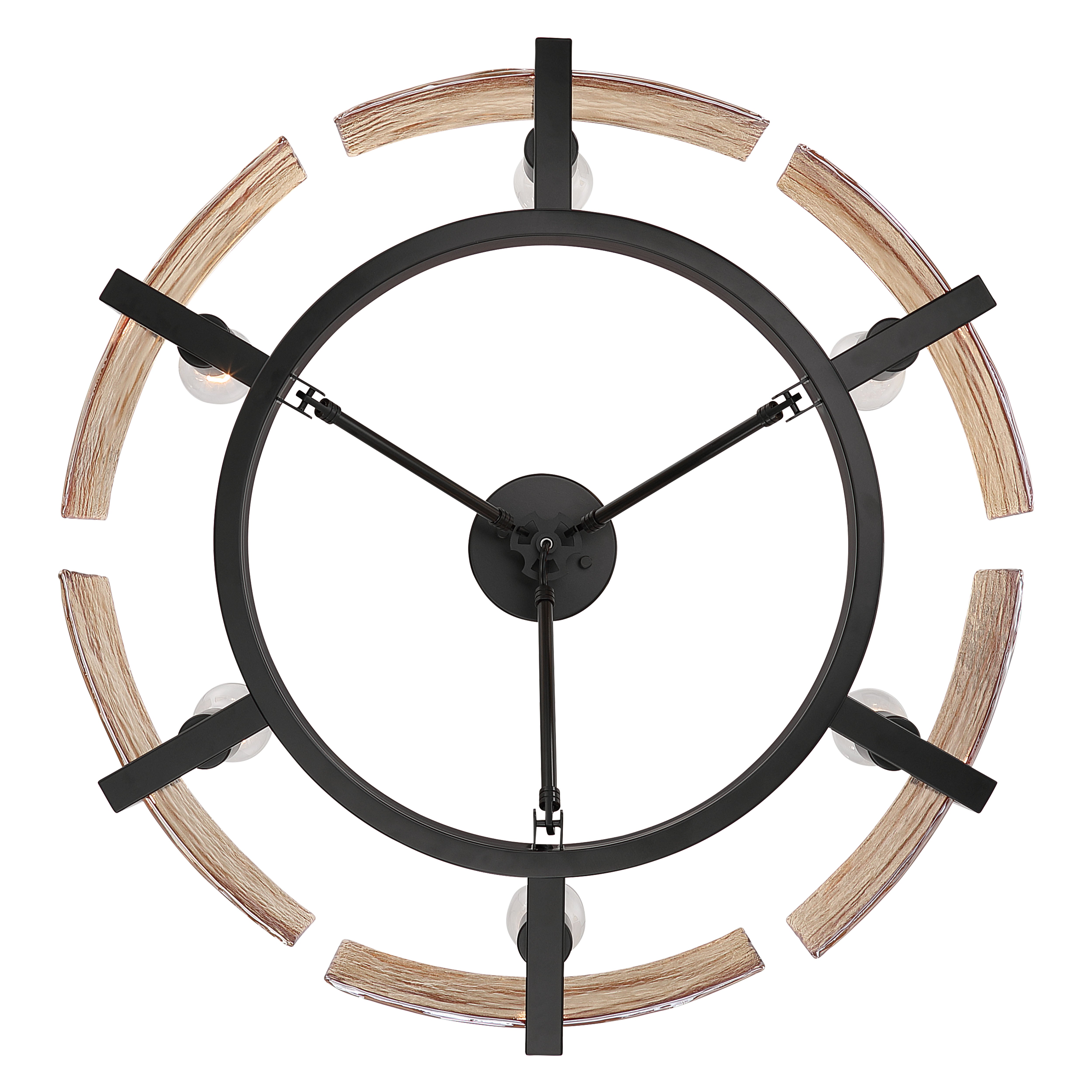 Aenon 6-light Semi-Flush Mount in Matte Black with Amber Water Glass - - Golden Lighting