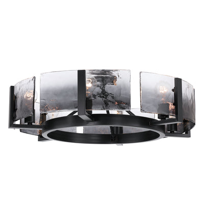 Aenon 6-light Semi-Flush Mount in Matte Black with Smokey Water Glass - - Golden Lighting