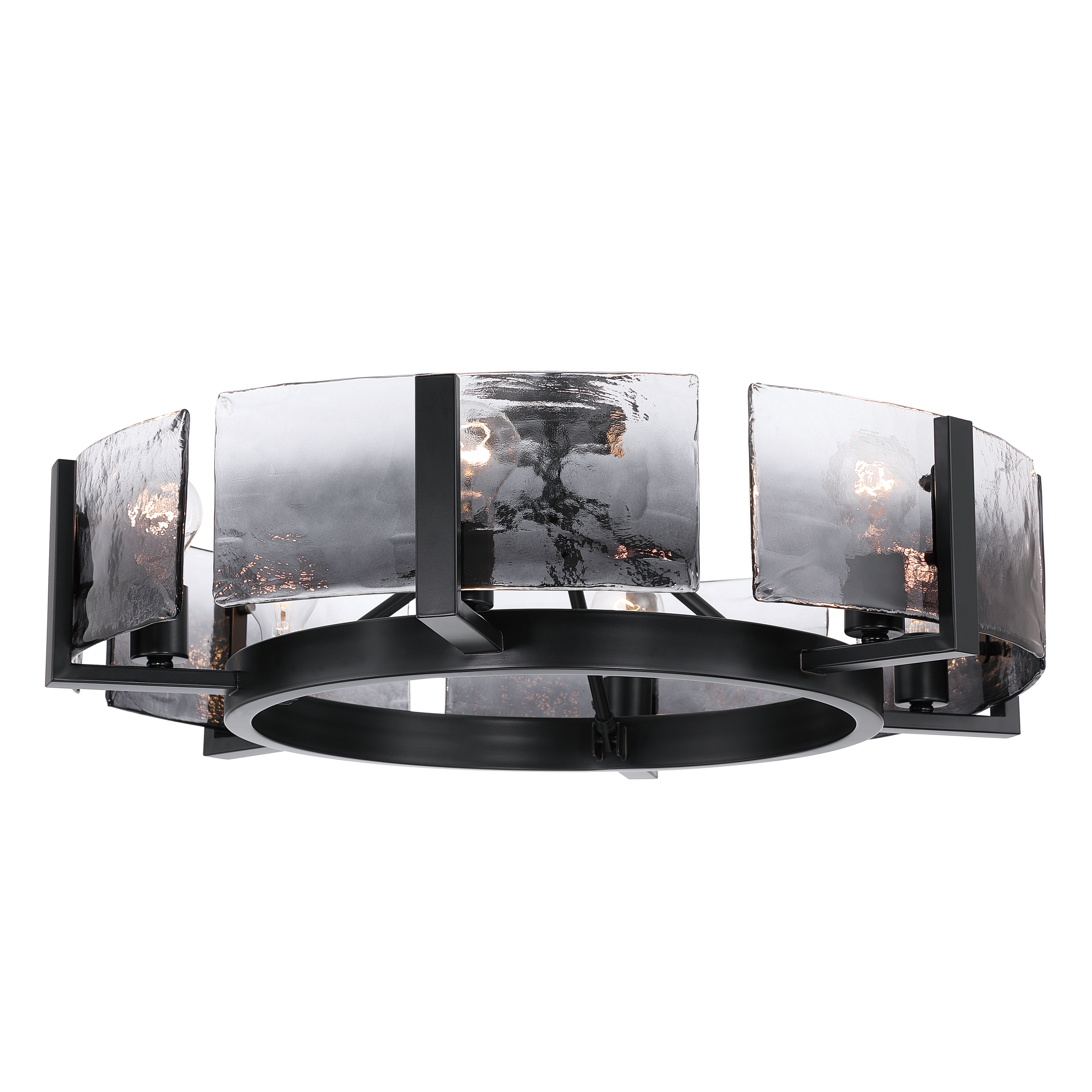 Aenon 6-light Semi-Flush Mount in Matte Black with Smokey Water Glass - - Golden Lighting