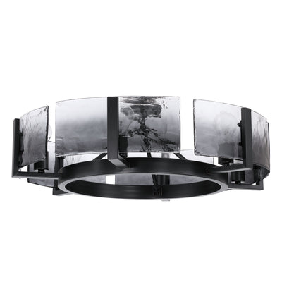 Aenon 6-light Semi-Flush Mount in Matte Black with Smokey Water Glass - - Golden Lighting
