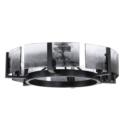 Aenon 6-light Semi-Flush Mount in Matte Black with Smokey Water Glass - - Golden Lighting