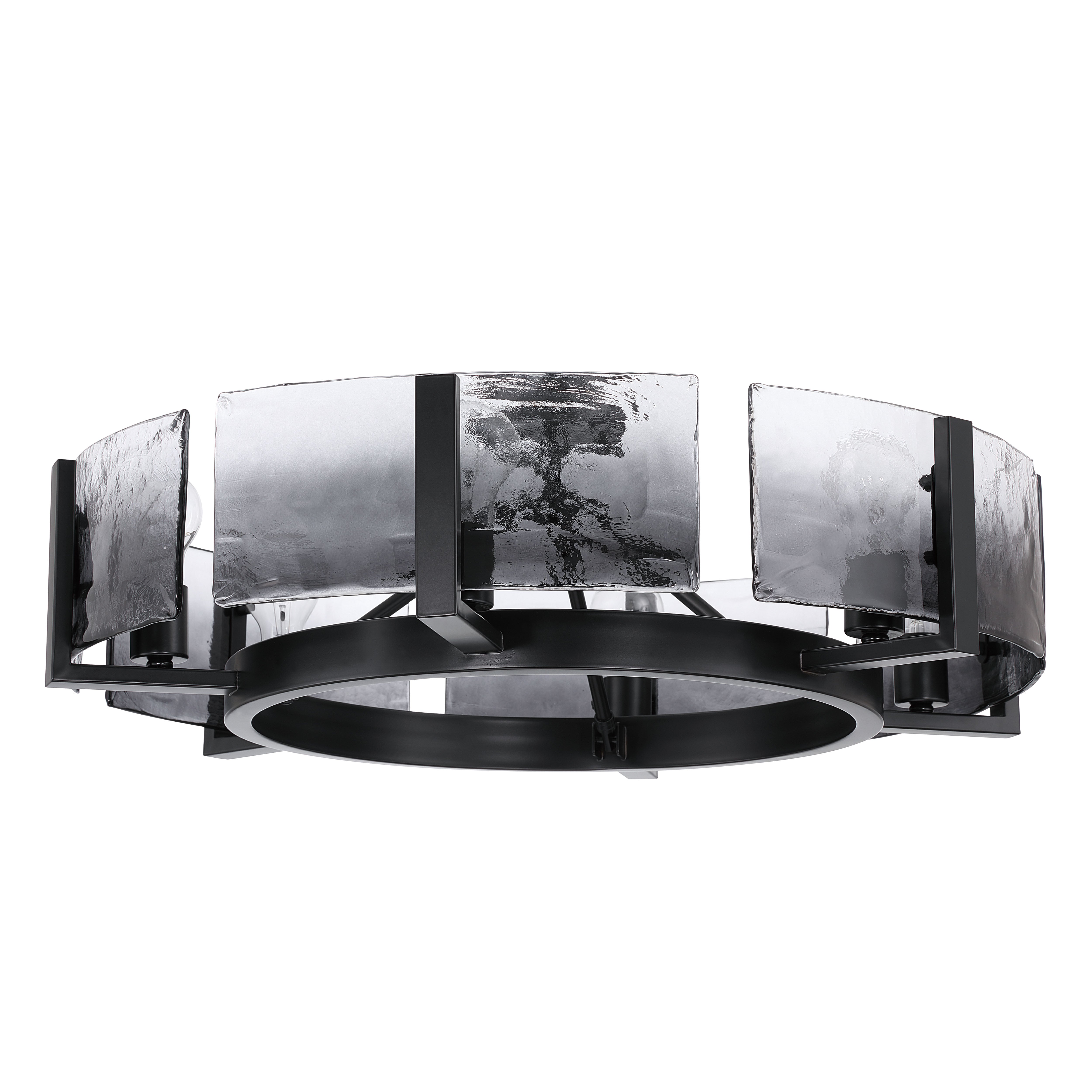Aenon 6-light Semi-Flush Mount in Matte Black with Smokey Water Glass - - Golden Lighting