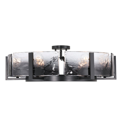 Aenon 6-light Semi-Flush Mount in Matte Black with Smokey Water Glass - - Golden Lighting