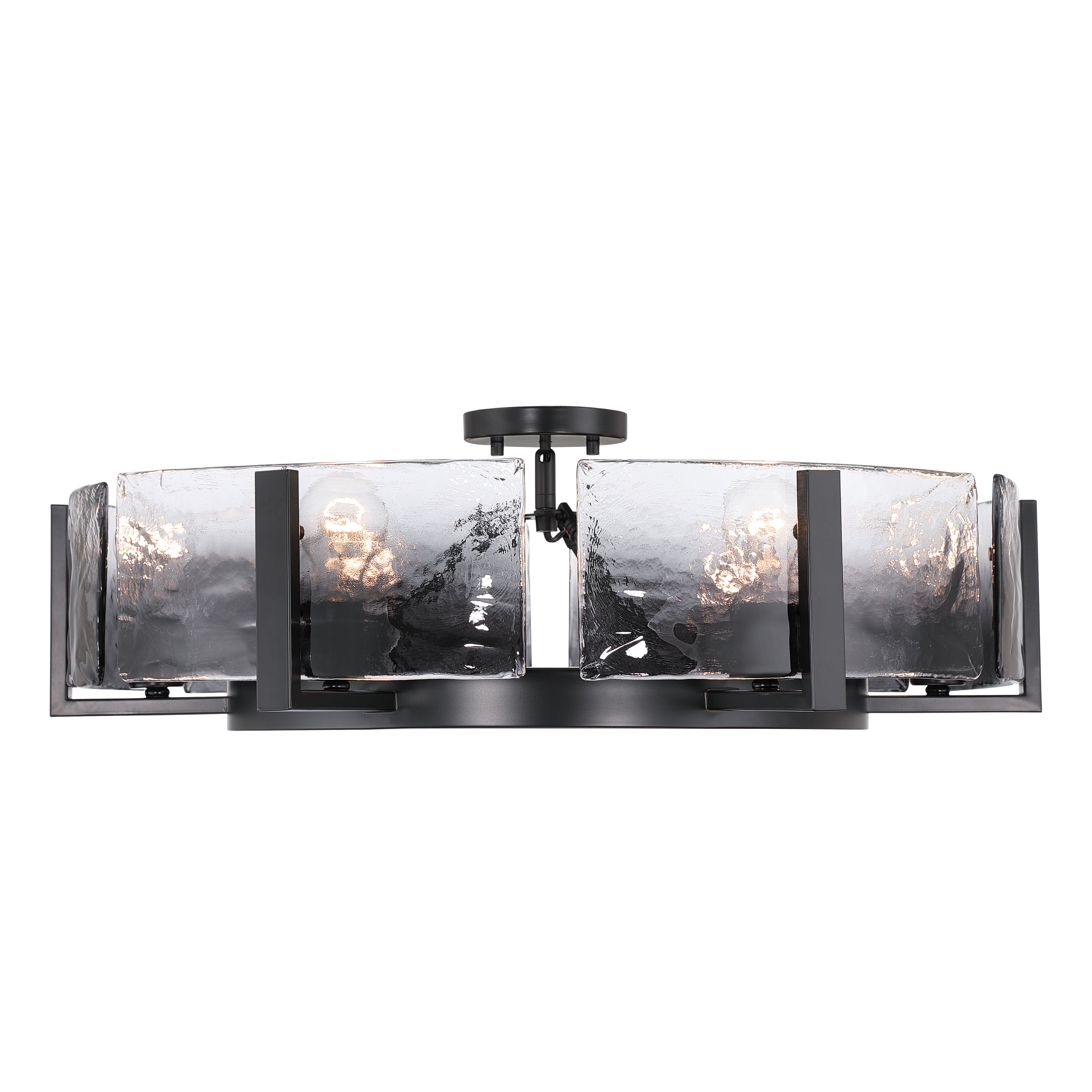 Aenon 6-light Semi-Flush Mount in Matte Black with Smokey Water Glass - - Golden Lighting