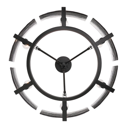 Aenon 6-light Semi-Flush Mount in Matte Black with Smokey Water Glass - - Golden Lighting