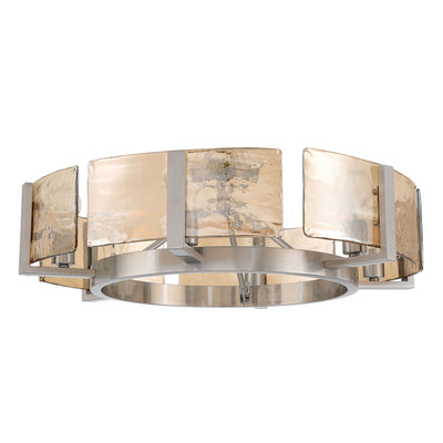 Aenon 6-light Semi-Flush Mount in Pewter with Amber Water Glass - - Golden Lighting