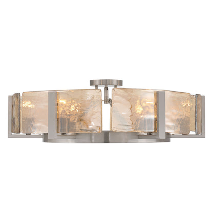 Aenon 6-light Semi-Flush Mount in Pewter with Amber Water Glass - - Golden Lighting