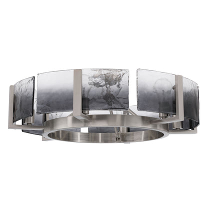 Aenon 6-light Semi-Flush Mount in Pewter with Smokey Water Glass - - Golden Lighting