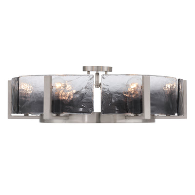 Aenon 6-light Semi-Flush Mount in Pewter with Smokey Water Glass - - Golden Lighting
