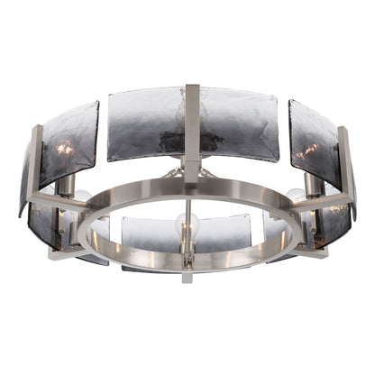 Aenon 6-light Semi-Flush Mount in Pewter with Smokey Water Glass - - Golden Lighting