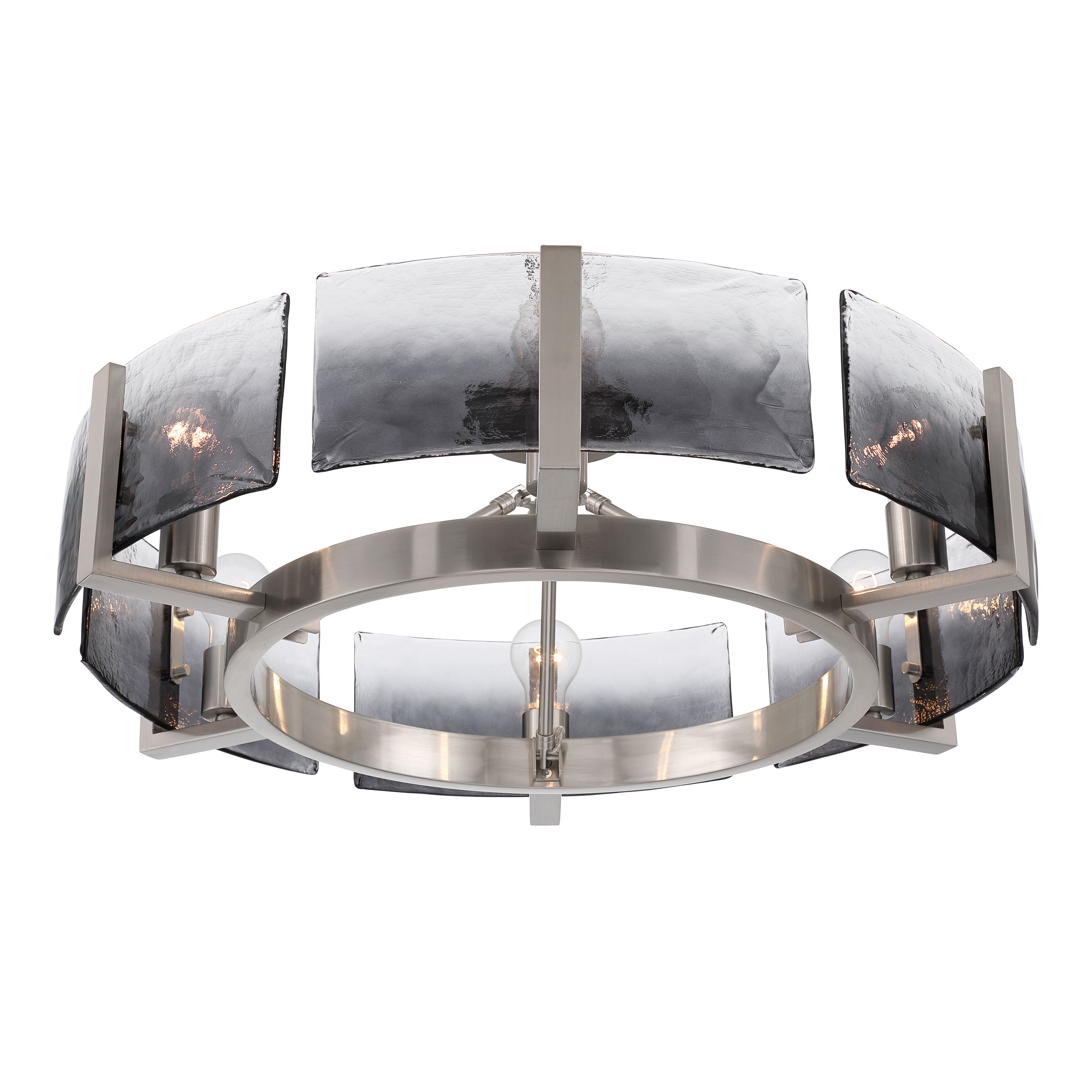Aenon 6-light Semi-Flush Mount in Pewter with Smokey Water Glass - - Golden Lighting