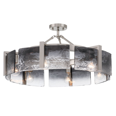 Aenon 6-light Semi-Flush Mount in Pewter with Smokey Water Glass - - Golden Lighting