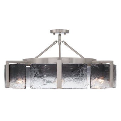 Aenon 6-light Semi-Flush Mount in Pewter with Smokey Water Glass - - Golden Lighting