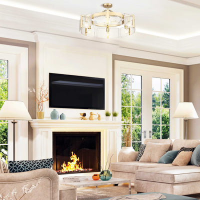 Aenon 6-light Semi-Flush Mount in Brushed Champagne Brass - - Golden Lighting