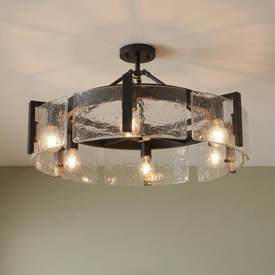 Aenon 6-light Semi-Flush Mount in Matte Black, alternate view - Golden Lighting