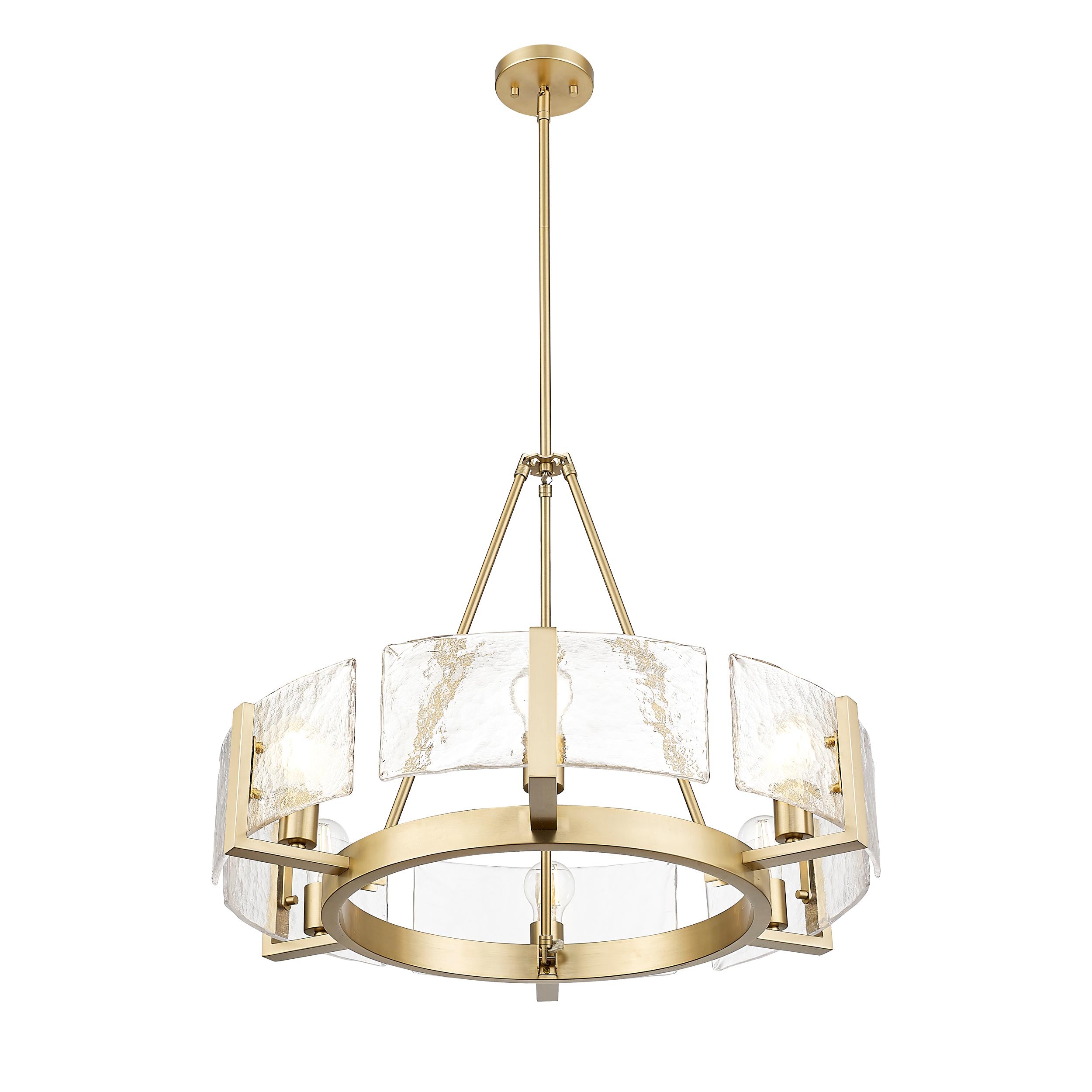 Aenon 6-Light Chandelier in Brushed Champagne Bronze with Hammered Water Glass - Brushed Champagne Bronze / Hammered Water Glass / Clear - Golden Lighting