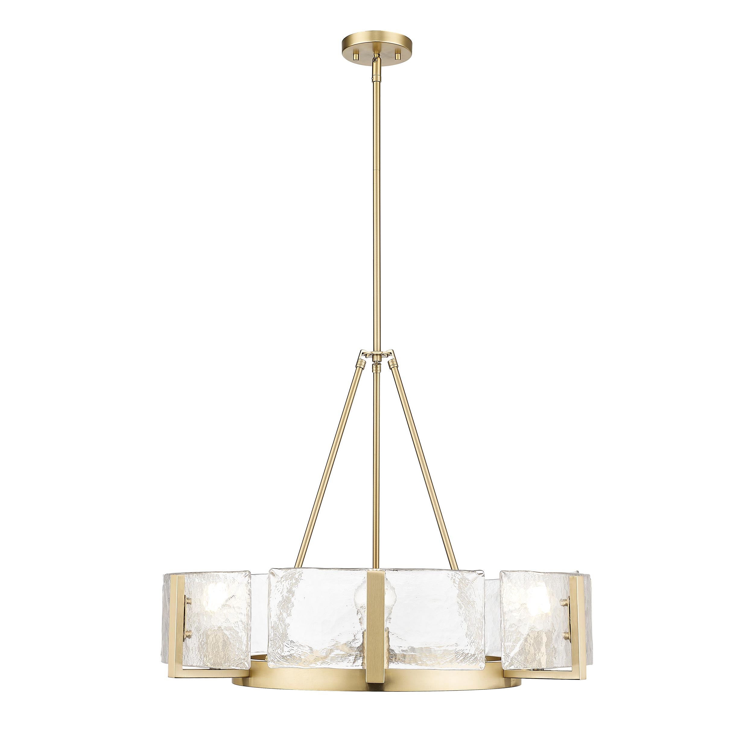 Aenon 6-Light Chandelier in Brushed Champagne Bronze with Hammered Water Glass - - Golden Lighting