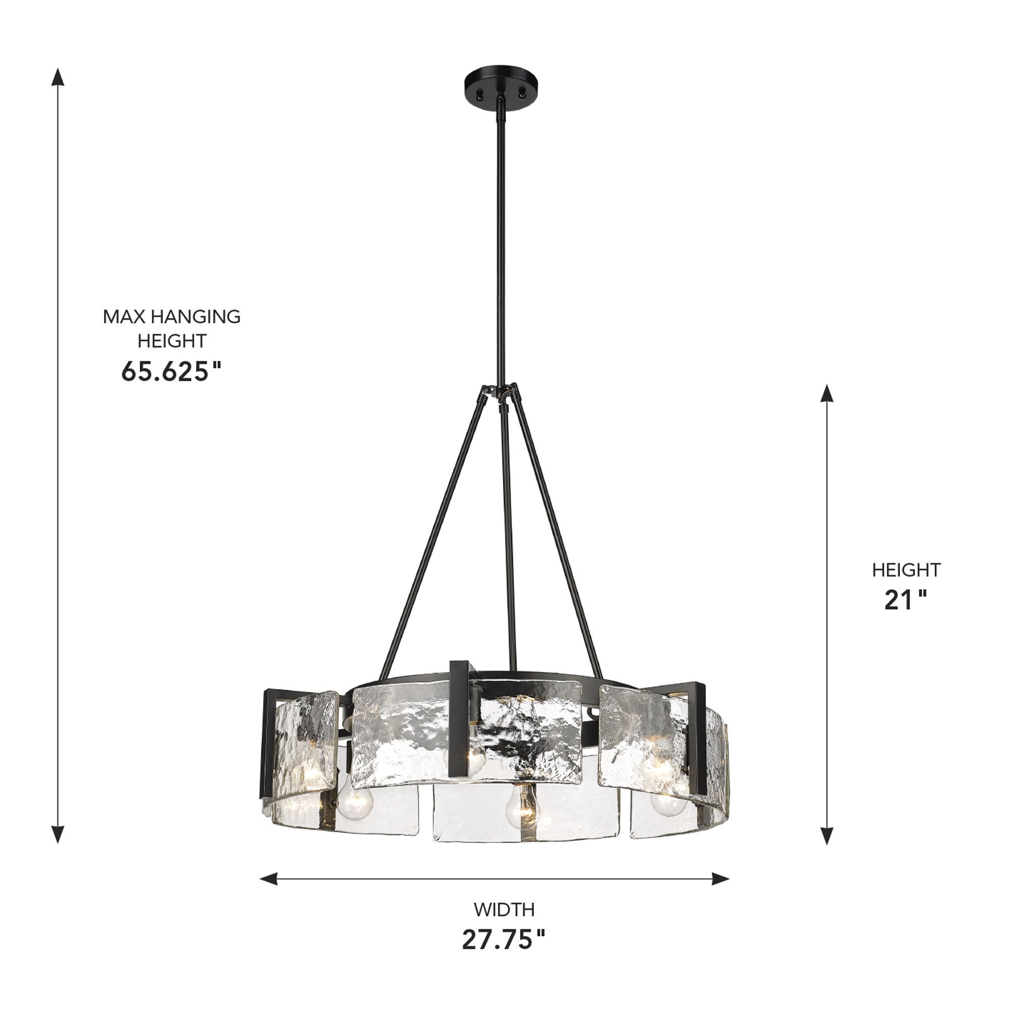 Aenon 6-light Chandelier in Matte Black - - Golden Lighting