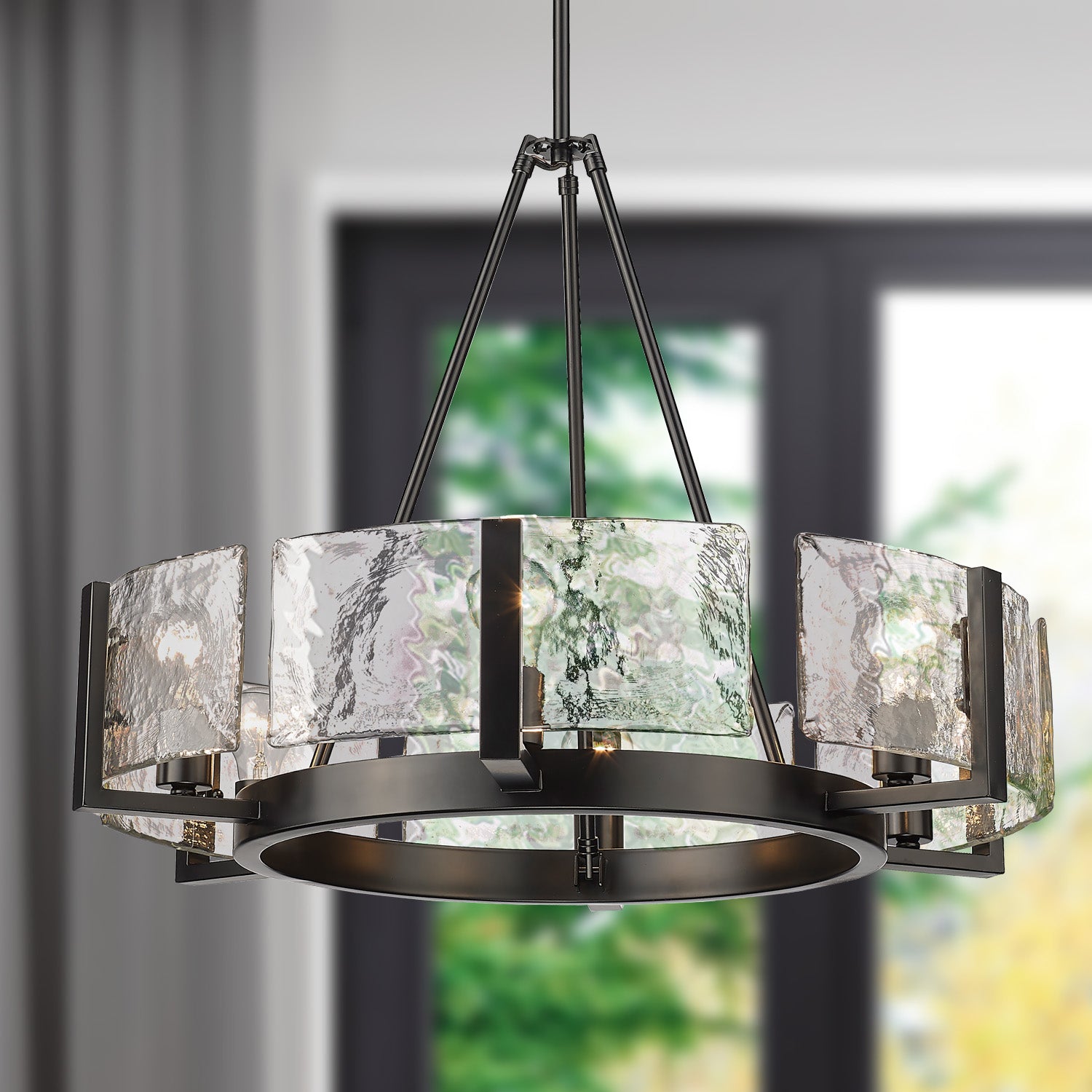 Aenon 6-light Chandelier in Matte Black - - Golden Lighting