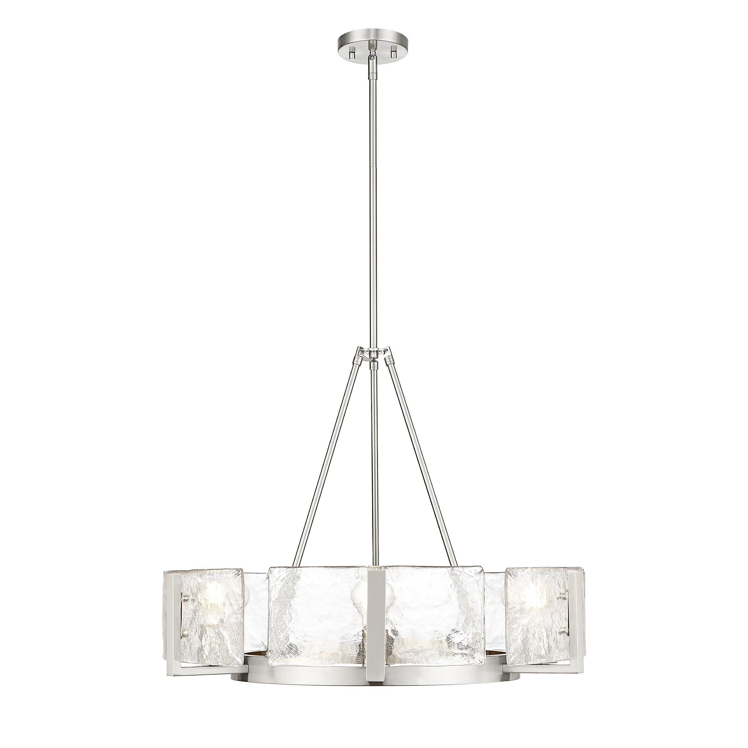 Aenon 6-Light Chandelier in Pewter with Hammered Water Glass - - Golden Lighting