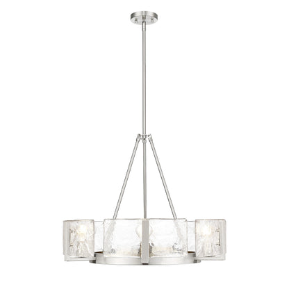 Aenon 6-Light Chandelier in Pewter with Hammered Water Glass - - Golden Lighting