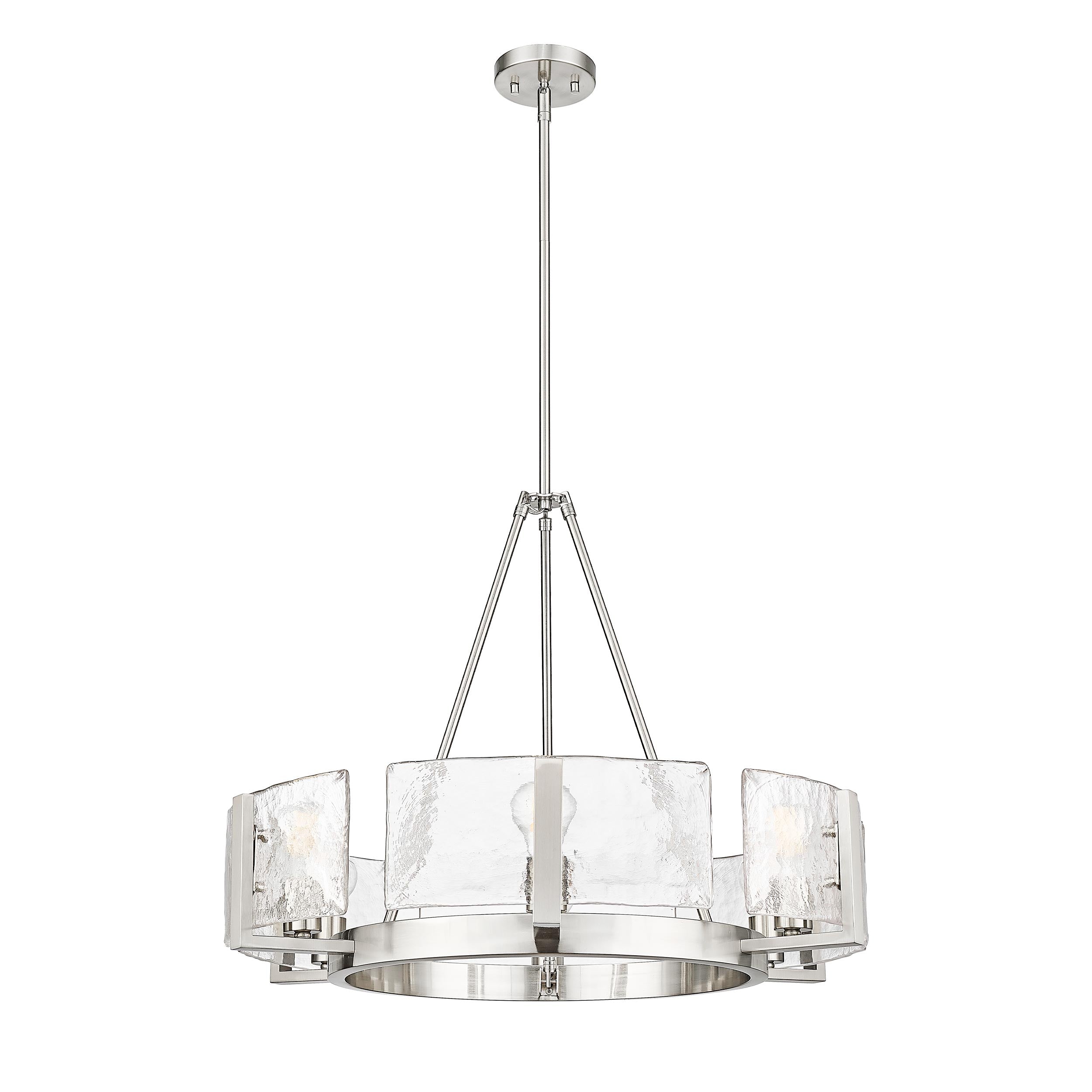 Aenon 6-Light Chandelier in Pewter with Hammered Water Glass - Pewter / Hammered Water Glass / Clear - Golden Lighting