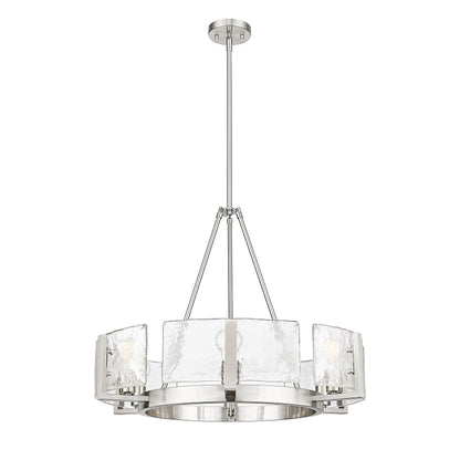 Aenon 6-Light Chandelier in Pewter with Hammered Water Glass - Pewter / Hammered Water Glass / Clear - Golden Lighting