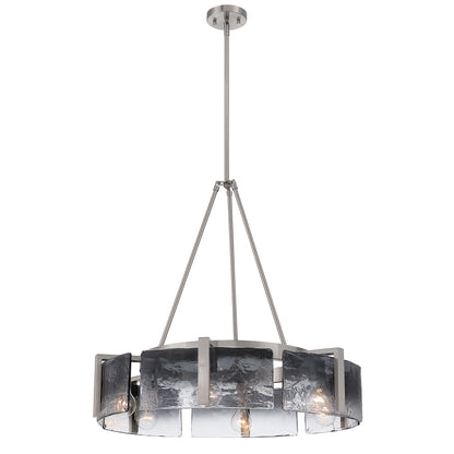 Yep by Golden Lighting Aenon 6-light Chandelier in Pewter with Smokey Water Glass