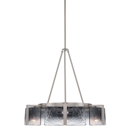 Yep by Golden Lighting Aenon 6-light Chandelier in Pewter with Smokey Water Glass
