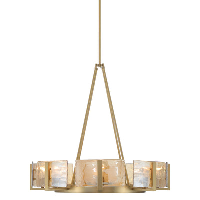 Aenon 8-Light Chandelier in Brushed Champagne Brass with Amber Water Glass - - Golden Lighting