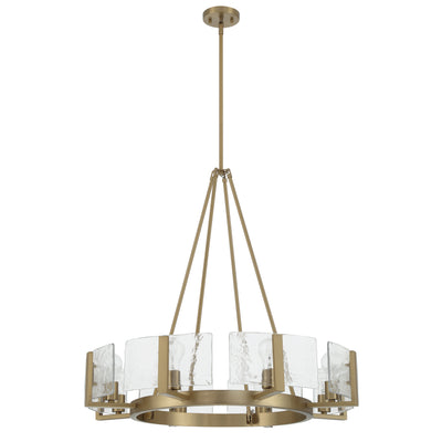 Aenon 8-Light Chandelier in Brushed Champagne Brass with Hammered Water Glass - - Golden Lighting