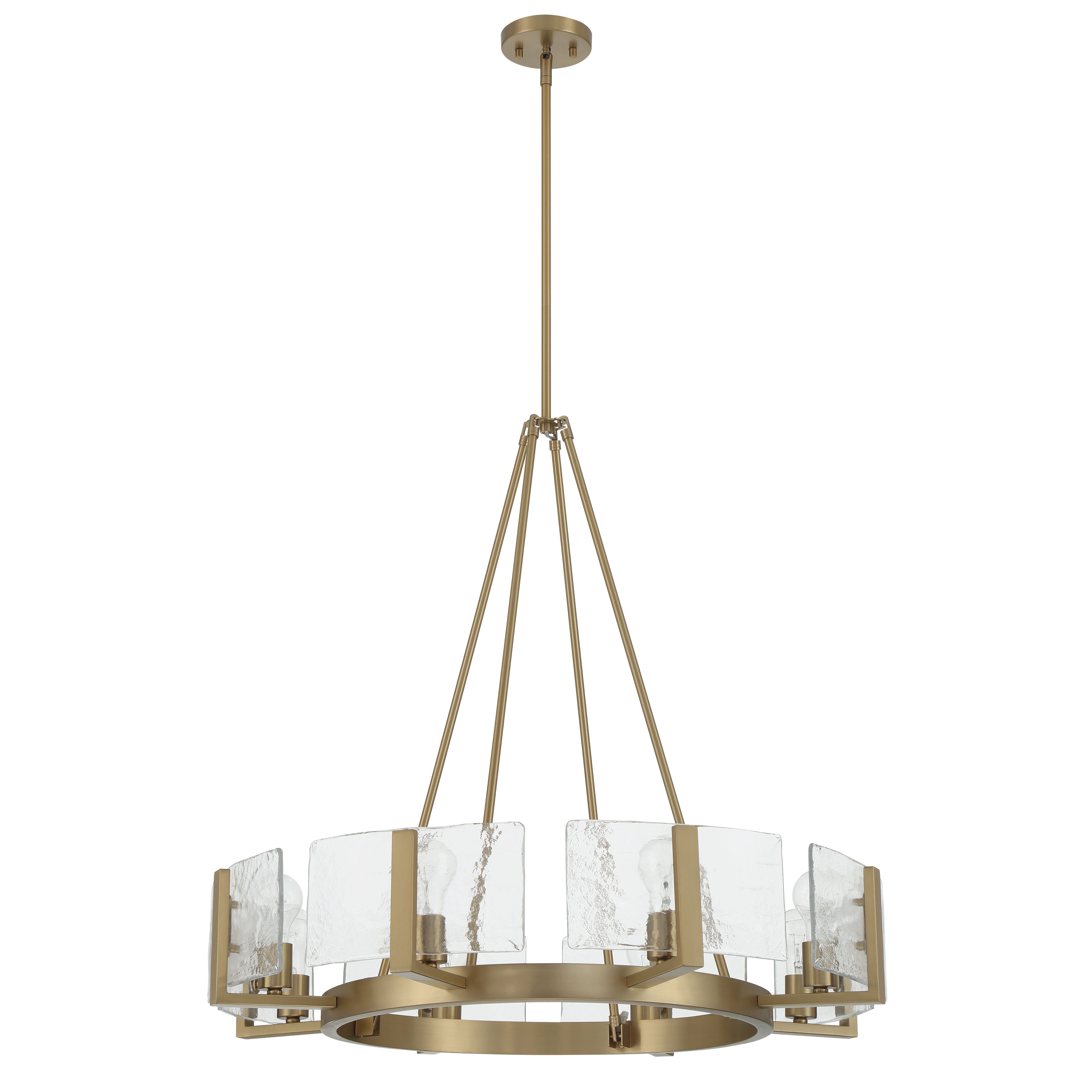 Aenon 8-Light Chandelier in Brushed Champagne Brass with Hammered Water Glass - - Golden Lighting