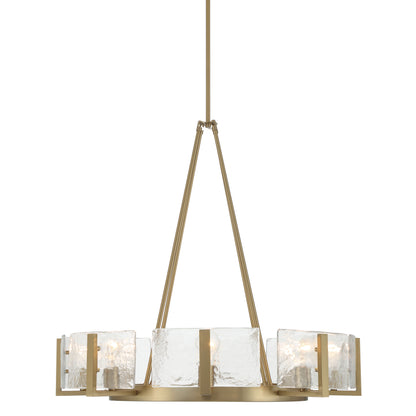 Aenon 8-Light Chandelier in Brushed Champagne Brass with Hammered Water Glass - - Golden Lighting